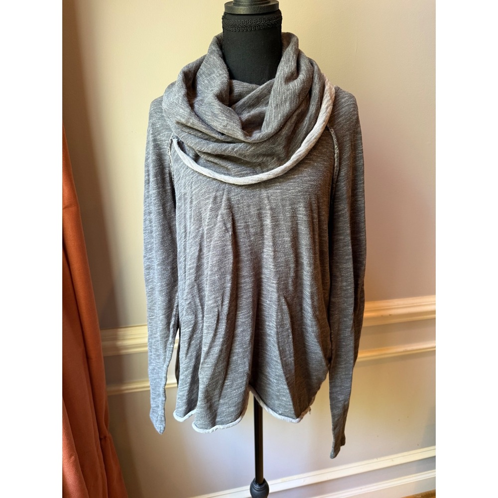 Free People Beach Gray Cowl Neck Pullover Sweater Oversized Boho Top